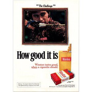 1973 Winston Cigarettes The Challenge Archery Archer Vintage Print Ad Wall Art